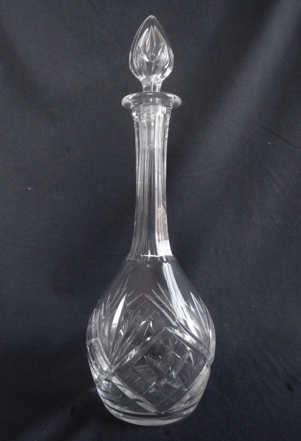 Detail — St Louis crystal wine decanter / bottle, Chantilly pattern - signed - 35cm