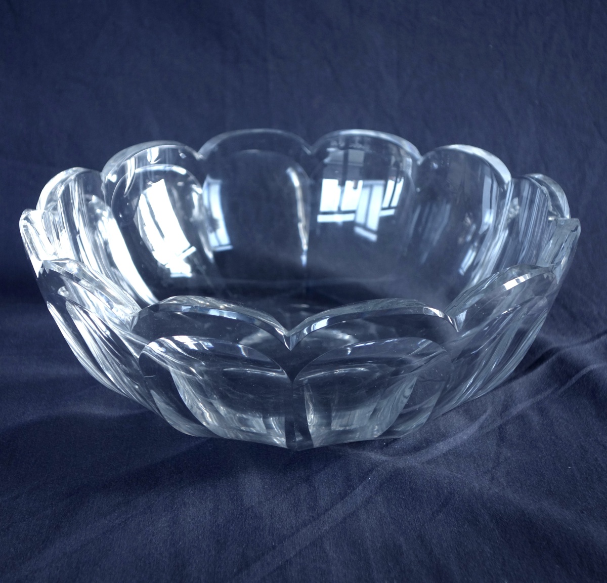 Detail — Antique French Baccarat crystal salad bowl, Malmaison Harcourt pattern