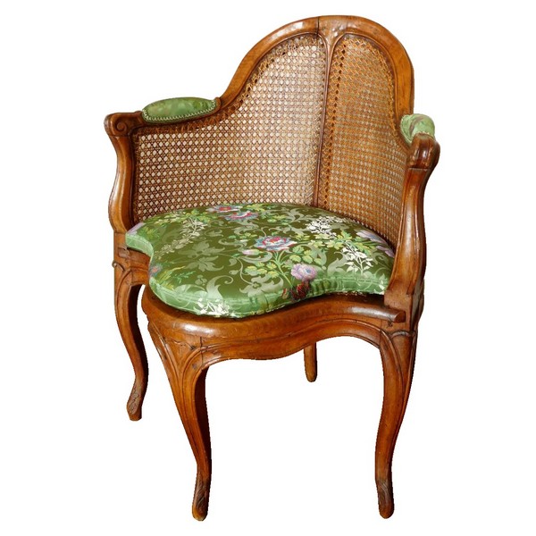 Fauteuil de cabinet / fauteuil de bureau en noyer d'époque Louis XV