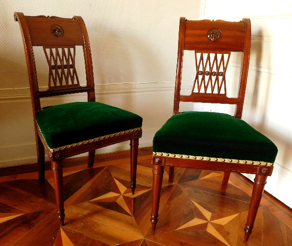 Detail — Pair of Directoire mahogany chairs, late 18th century