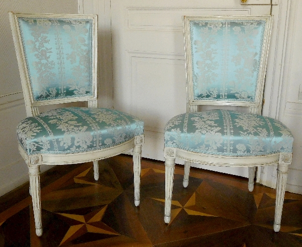 Détail — Paire de chaises de salon d'époque Louis XVI, à rapprocher de l'oeuvre de Georges Jacob