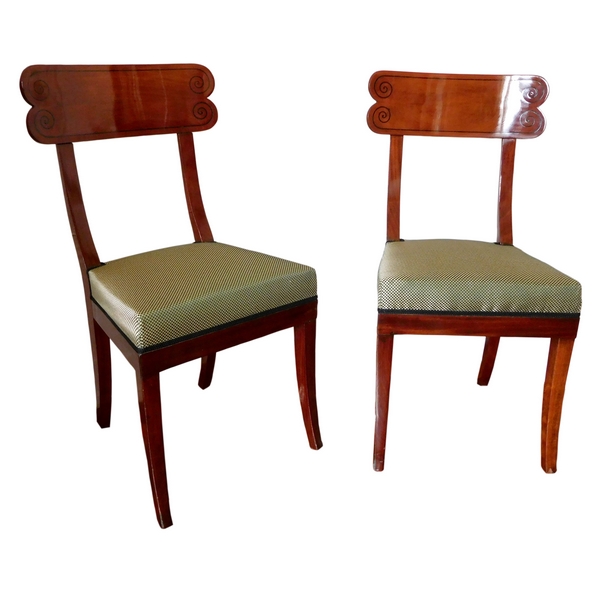 Paire de chaises en acajou et ébène, époque Consulat