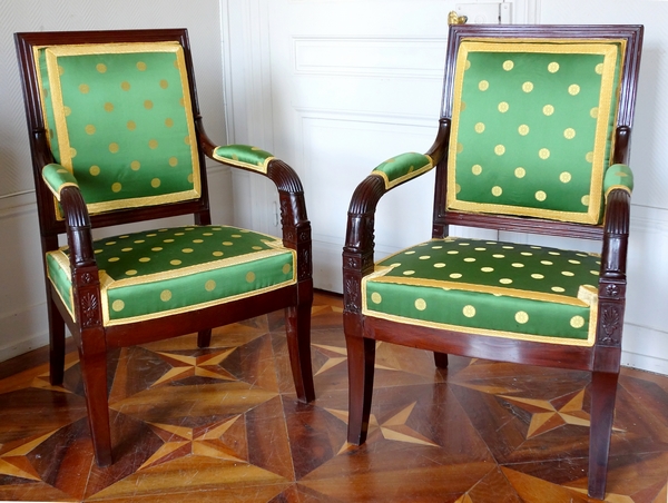 Detail — Pair of Empire mahogany armchairs - attributed to Bellange