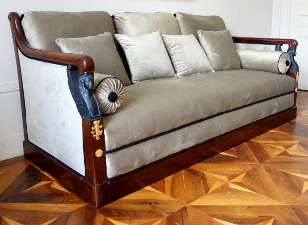 Detail — Large Empire a La Turque sofa - mahogany and ormoulu - early 19th century circa 1810's