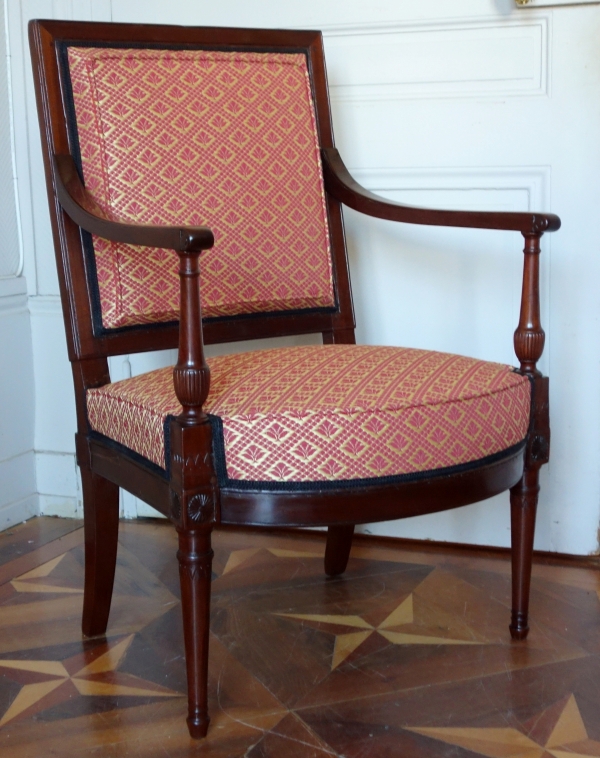 Détail — Georges Jacob : fauteuil de bureau en acajou d'époque Directoire - estampillé - couverture crin
