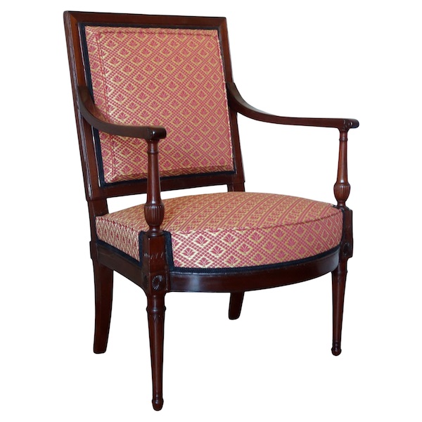 Georges Jacob : fauteuil de bureau en acajou d'époque Directoire - estampillé - couverture crin