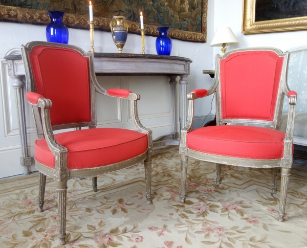Détail — Paire de fauteuils cabriolets d'époque Louis XVI attribués à Henri Jacob