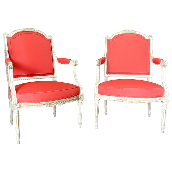 Adrien Pierre Dupain : pair of Louis XVI armchairs, 18th century - stamped