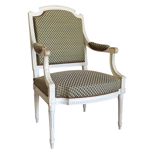 Fauteuil de bureau d'époque Louis XVI recouvert de crin de cheval, attribué à Claude Séné 