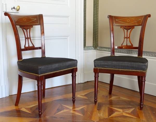 Detail — Pair of mahogany chairs, Directoire period circa 1795