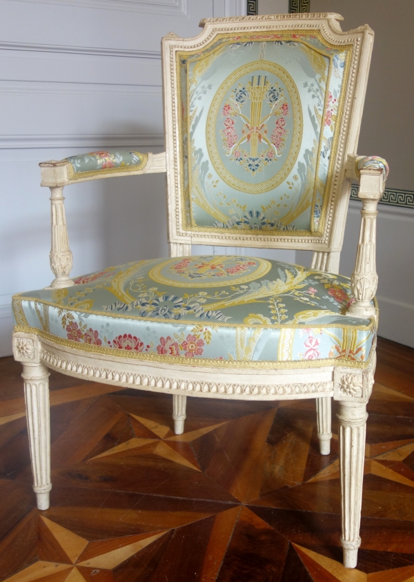 Détail — Paul-François Jean : paire de fauteuils cabriolets d'époque Louis XVI estampillés
