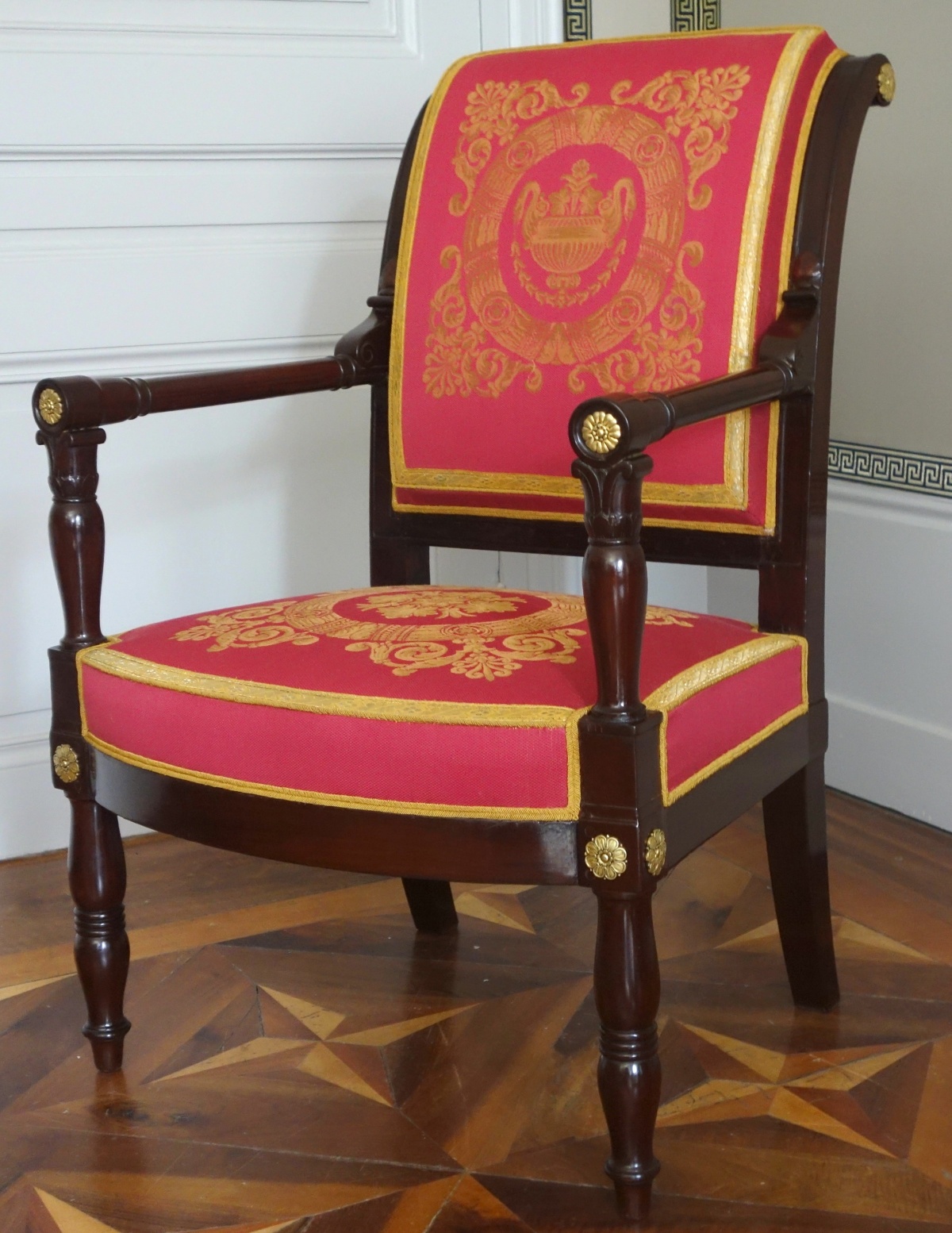 Detail — Jacob Desmalter - Empire mahogany and ormolu armchair