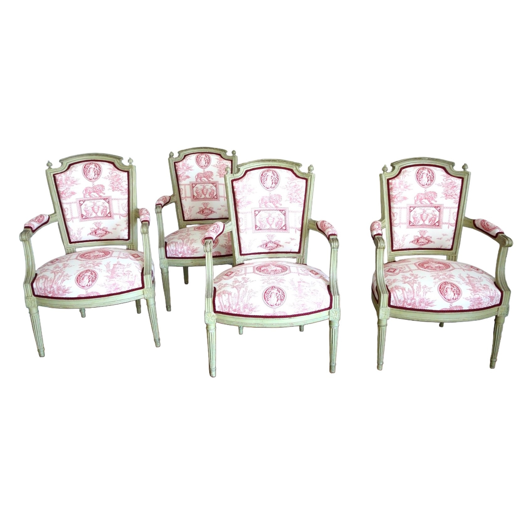 Set of lacquered wood cabriolet armchairs, Louis XVI period, late 18th century