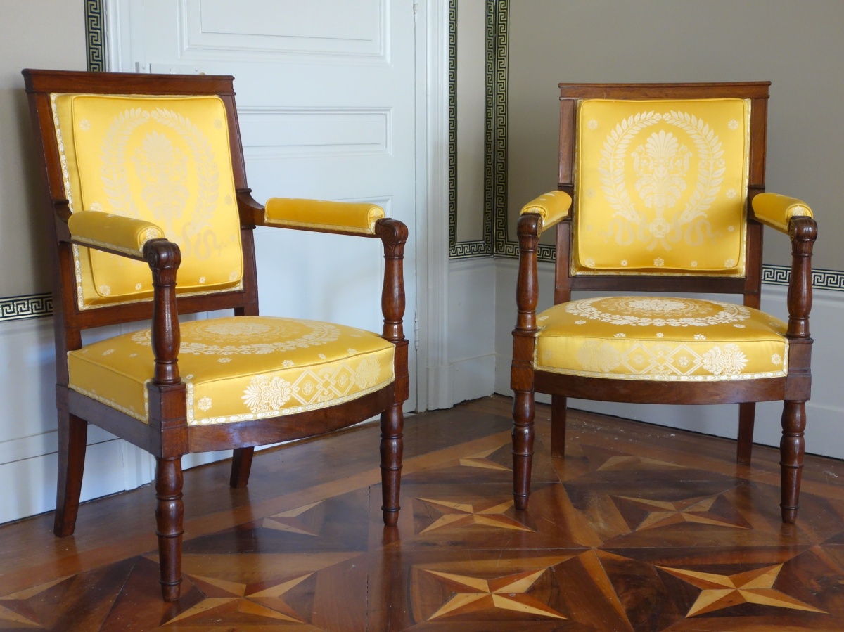 Détail — Jacob Desmalter : paire de fauteuils d'époque Empire en acajou - estampillés