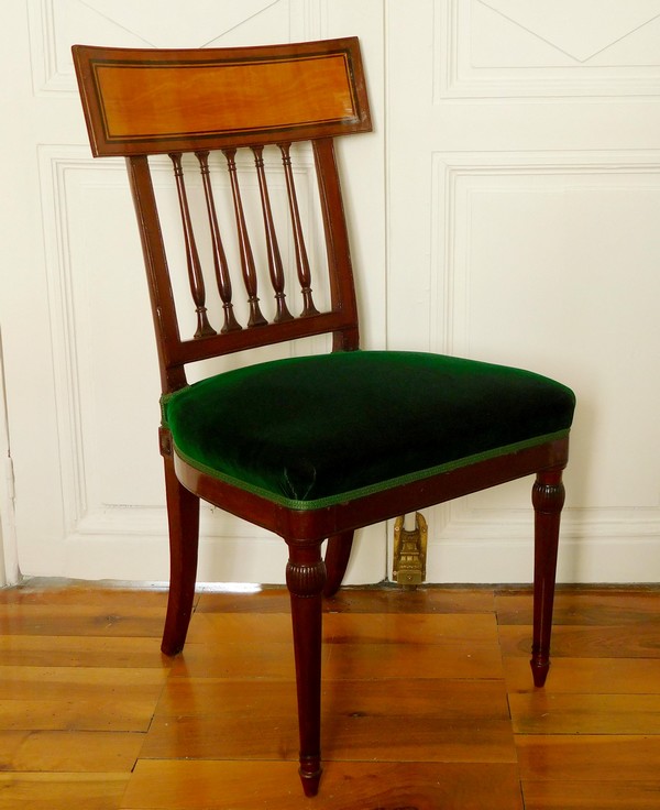 Detail — Mahogany and lemon tree chair, late 18th century, Georges Jacob stamp