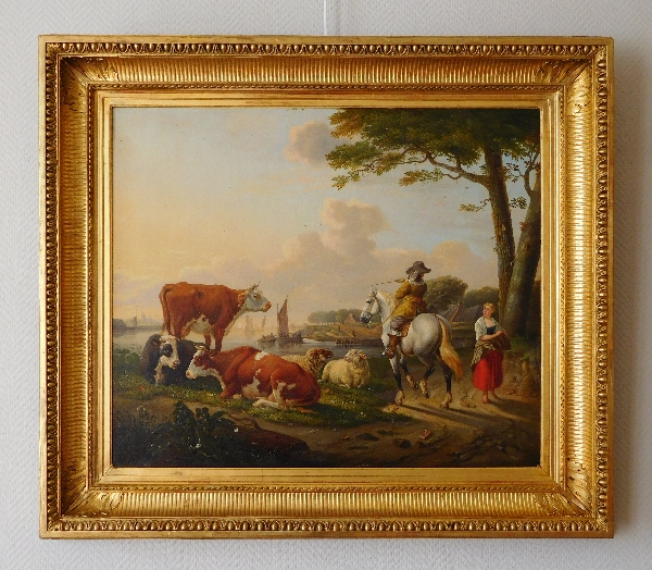 Détail — Ecole Flamande du début XIXe siècle : cavalier dans un paysage - Abraham Bruiningh van Worell
