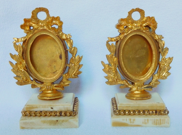 Detail — Pair of ormolu and ivory miniature frames - Louis XVI style, mid 19th century
