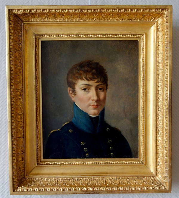 Detail — Portrait of an Imperial High School student under the Empire, oil on canvas attributed to Van Gorp
