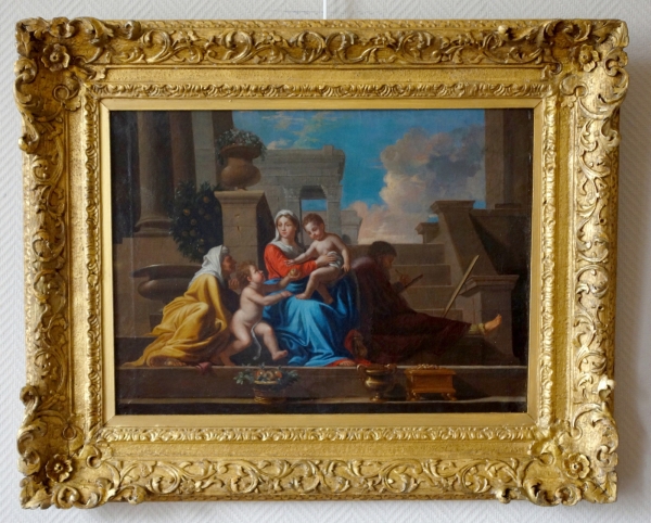 Detail — Holy Family after Nicolas Poussin, early 18th century French school - oil on canvas