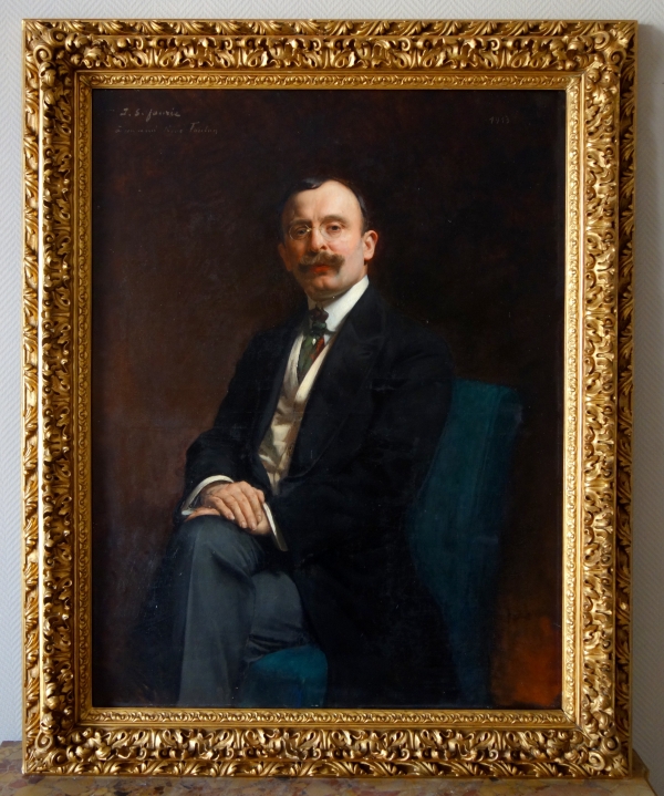 Détail — Jean Syndon Faurie : autoportrait du peintre, grande huile sur toile 116cm x 90cm - 1913