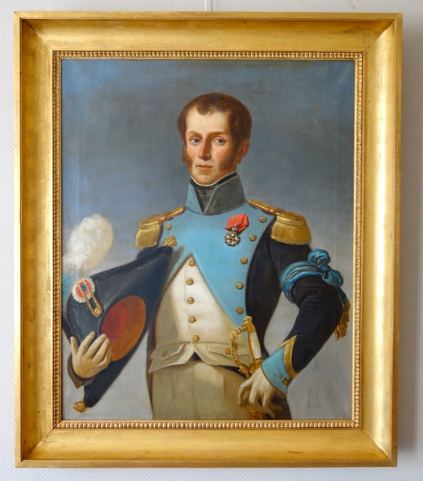 Detail — Large portrait of an officer, oil on canvas, early 19th century circa 1830