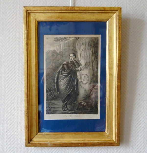 Détail — Gravure Empire : le Prince Eugène de Beauharnais pleurant Joséphine, la piété filiale