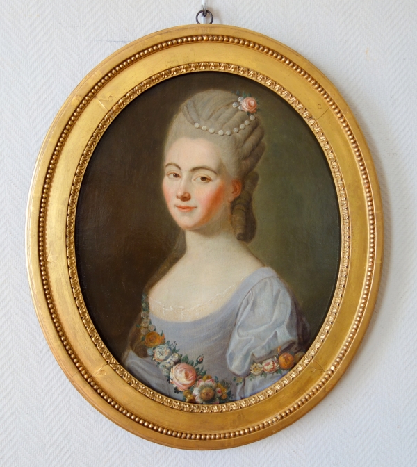 Detail — 18th century French school, portrait of Princess du Barry as Flora circa 1770