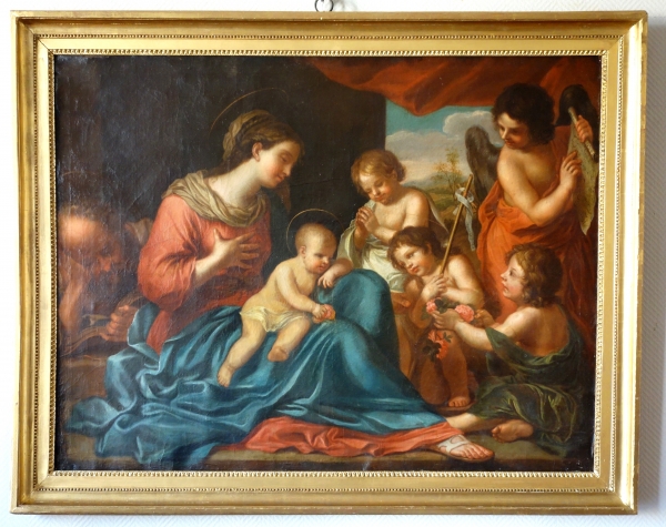 Detail — 17th century Flemish school, follower of Van Oost : Holy Family - oil on canvas