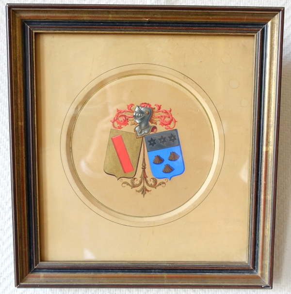 Détail — Agry à Paris : projet héraldique d'armoiries d'alliance - gouache
