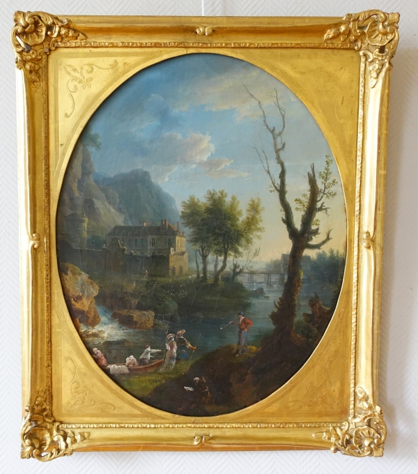 Detail — 19th century French school : a castle in Dauphine, oil on canvas