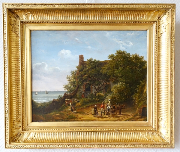 Détail — Louis Auguste Gerard : le marchand de poisson, huile sur panneau d'acajou - 63,2cm x 54cm