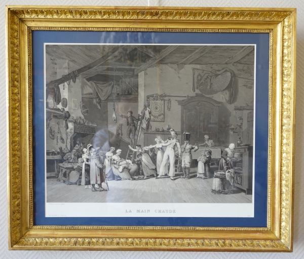 Detail — Pair of Empire engravings : la Main Chaude and Colin Maillard - gilt wood frames - 72.5cm x 62.5cm
