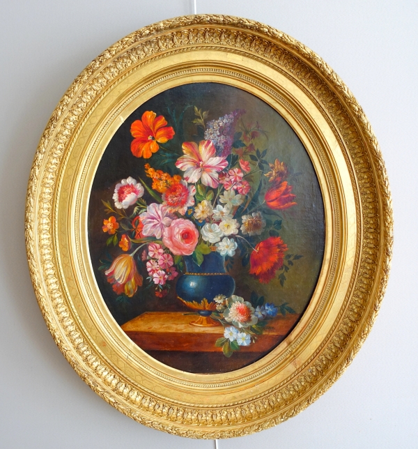 Detail — 18th century French school, follower of Vallayer Coster : bouquet of flowers, oil on canvas - 84cm x 97cm