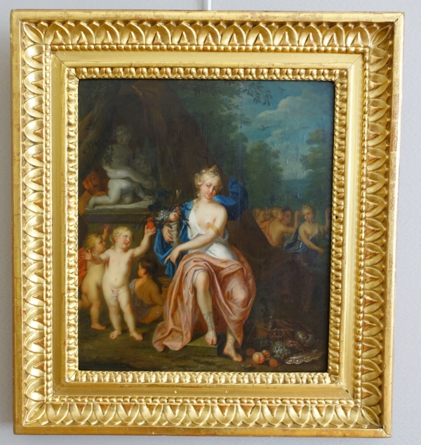 Detail — Mattheus Terwesten (attributed to) : 18th century Dutch school, oil on panel - allegory of wealth