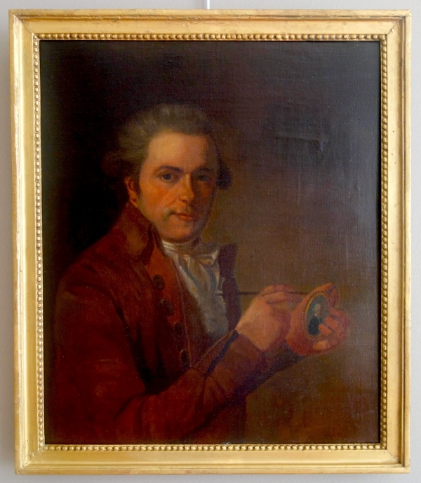 Detail — 18th century French school : portrait of painter L. Périn after Alexandre Roslin