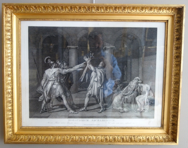 Detail — Empire engraving after Jacques Louis David - gold leaf gilt wood frame
