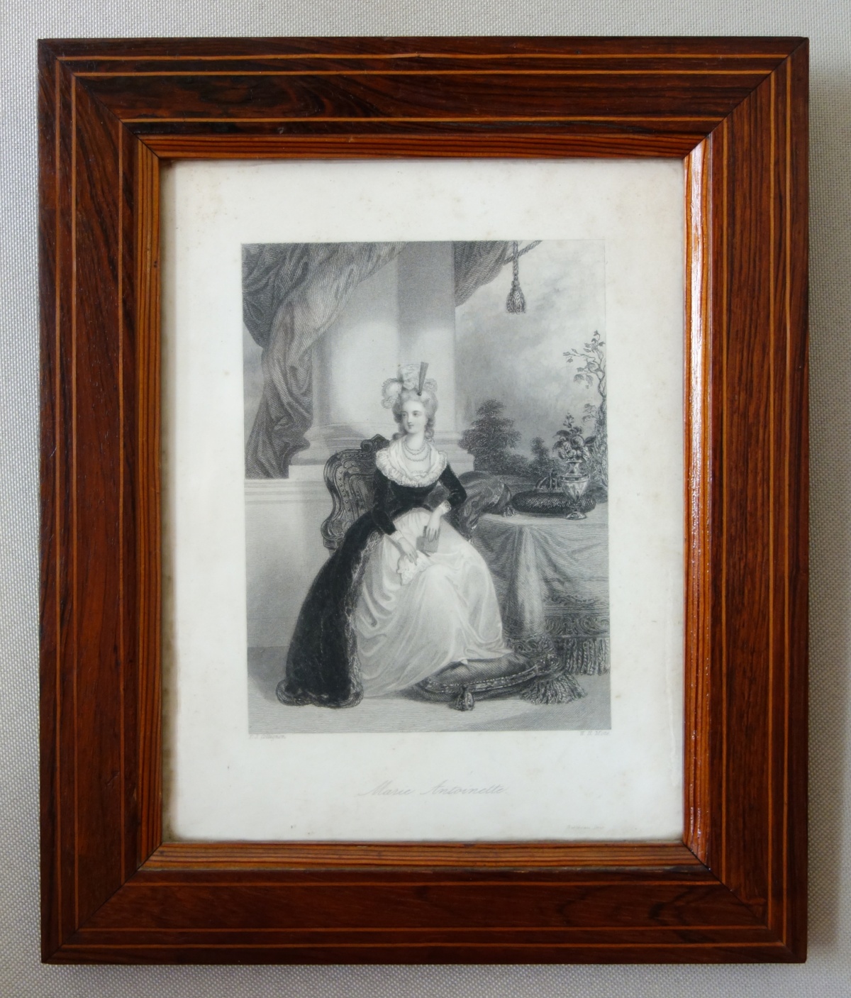 Detail — Portrait of Queen Marie Antoinette, early 19th century royalist engraving
