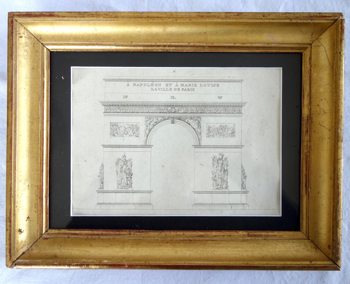 Detail — Paris Arc de Triomphe project, Empire engraving - early 19th century