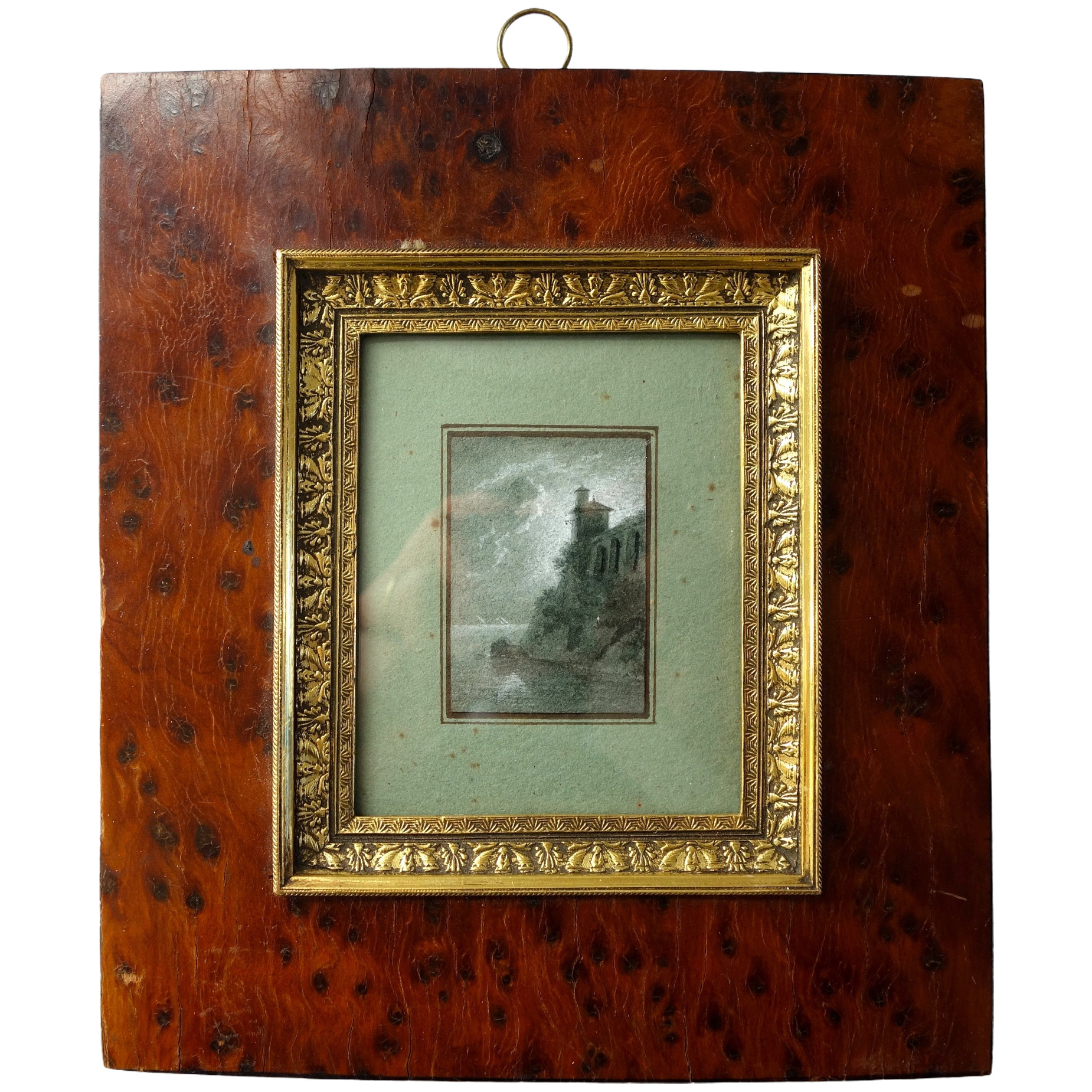 Miniature gouache - Italian landscape in grey tones - early 19th century