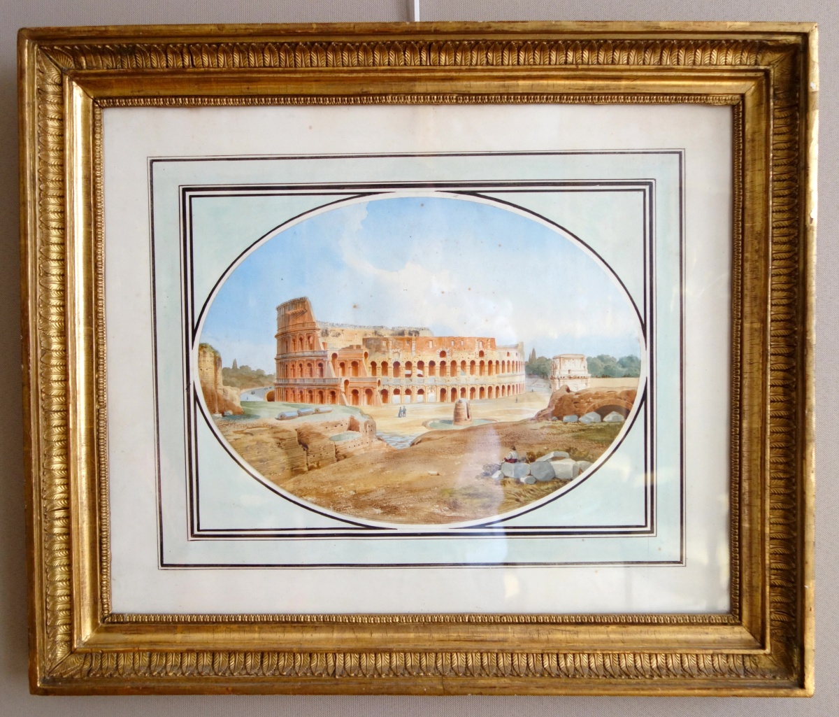 Detail — Victor-Jean Nicolle : view of the Coliseum in Roma, late 18th century watercolour