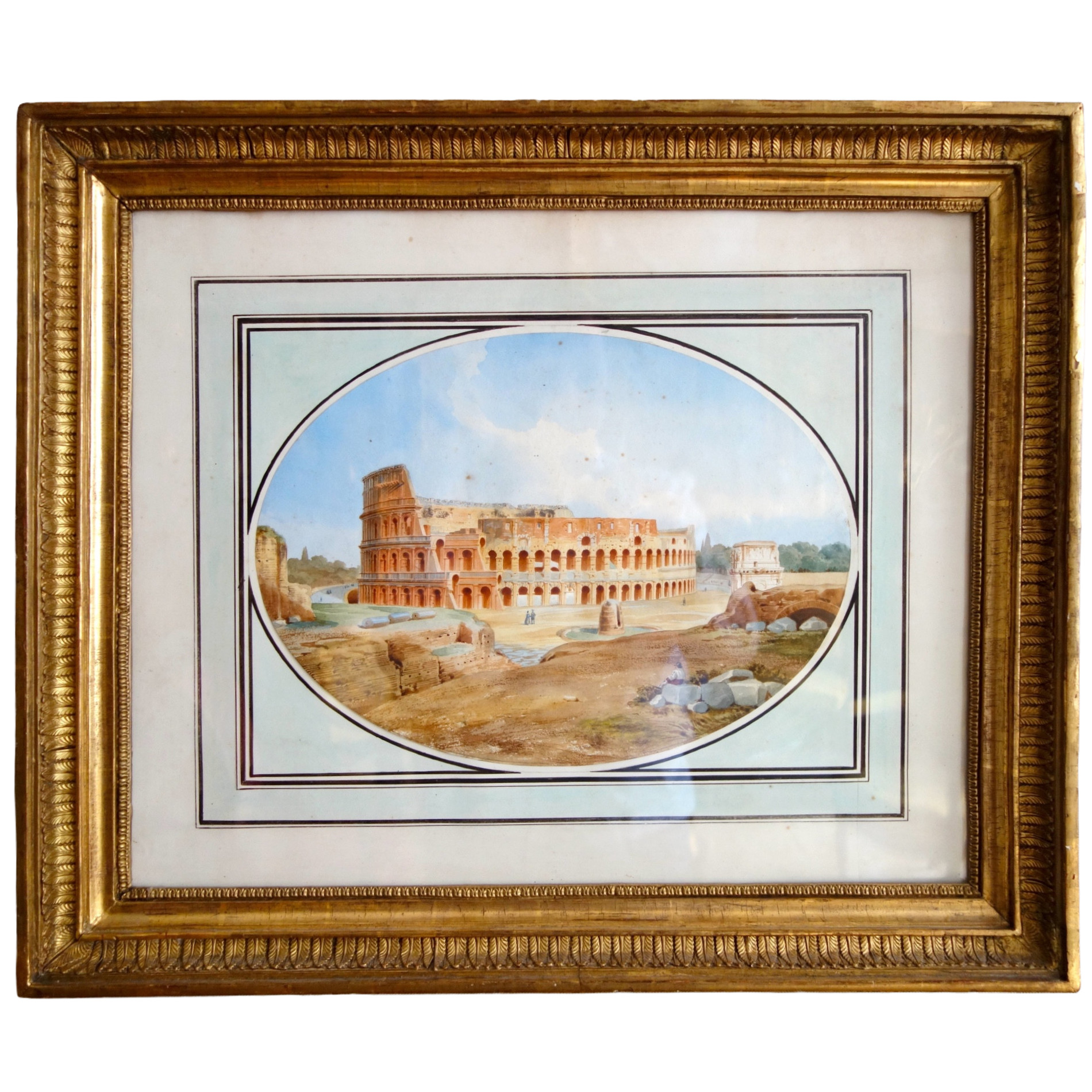 Victor-Jean Nicolle : view of the Coliseum in Roma, late 18th century watercolour