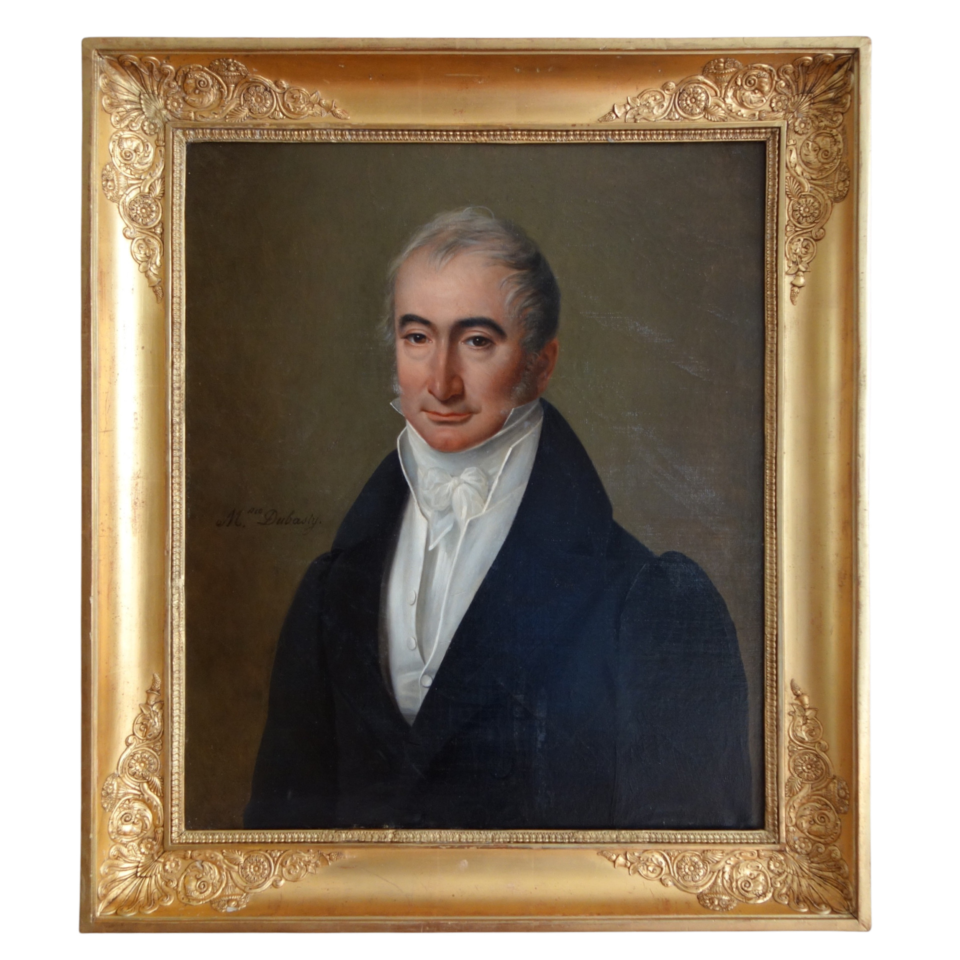 Madame Dubasty : portrait d'homme, notable, d'époque Restauration - signé, huile sur toile