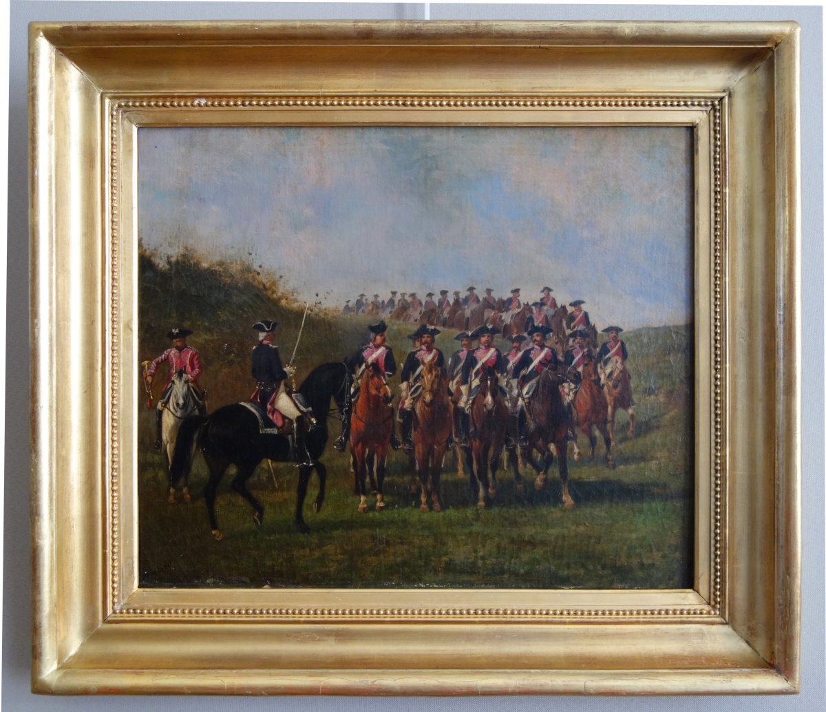 Détail — Louis Bombled : escadron du régiment Royal-Normandie cavalerie entre 1762 et 1767 - HST signée