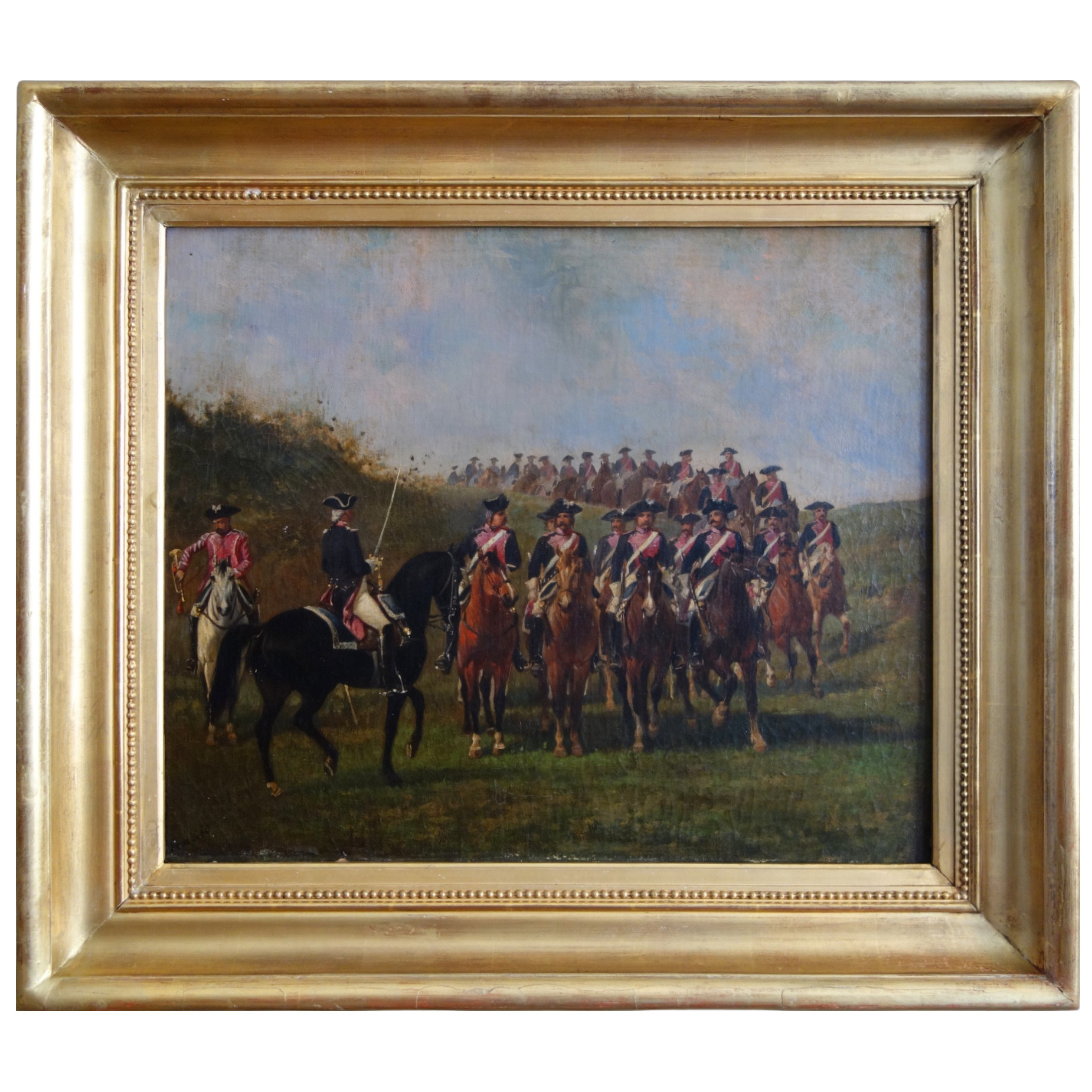 Louis Bombled : escadron du régiment Royal-Normandie cavalerie entre 1762 et 1767 - HST signée